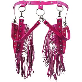 Women Body Harness Garter Punk Leather Waist Belts with Fringe Gothic Leg Tassel Belt for Dress Festival Dance Consume