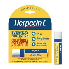 Herpecin-L Lip Balm Stick 30 SPF 0.1 Ounce Tube Cold Sore Sun & Fever Blisters and Chapped Lips Relief Lip Balm with SPF30 and Lysine