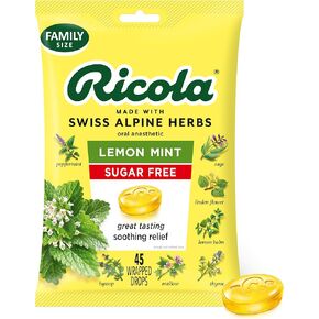 Ricola Big Bag Sugar Free Cough Drops Drops 2245, Lemon, lemon mint, 45 Count, pack of 1