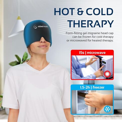 2 Pack Migraine Relief Ice Head Wrap Headache and Migraine Hat | Cold Gel Head Ice Pack with Face and Eye Mask Compress for Cooling Migraine Relief - Tension Headache Relief, Sinus Pressure Relief in Kuwait