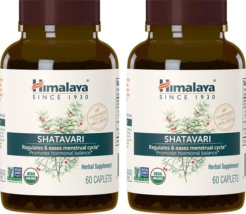 Himalaya Organic Shatavari for PMS, Menstrual Cramp Relief, Menopause Support, and Women's Health, 1,300 mg, 60 Caplets, 1 Month Supply in Kuwait