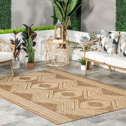 nuLOOM Ranya Tribal Indoor/Outdoor Area Rug, 8x10, Light Brown in Saudi Arabia