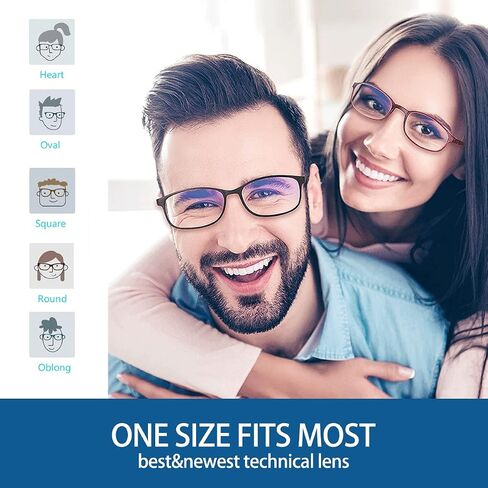 نظارات حجب الضوء الأزرق، نظارات كمبيوتر زرقاء مانعة للرجال والنساء، مضادة للوهج 400 للأشعة فوق البنفسجية وإجهاد العين نظارات مربعة وهمية in Kuwait