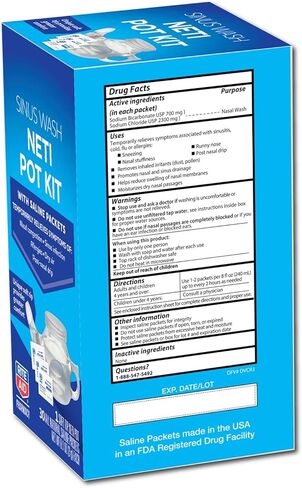 Rite Aid Sinus Wash Refill, Individually Wrapped Saline Packets - 100 Count | Nasal Relief | Allergy Relief Saline Solution for Neti Pots | Nasal Rinse | Sinus Relief Rinse Kit in Kuwait
