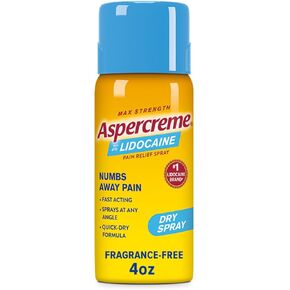 Aspercreme Max Strength Lidocaine Pain Relief Dry Spray 4 oz. Odor Free