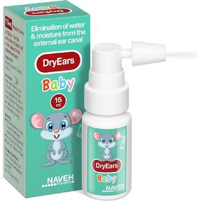 NAVEH PHARMA Dry Ears Baby - Swimmers Ear Drops Spray - Ear Drying Drops for Babies Swimmers, Remove Water Trapped in Ears and Prevent Pain, Infection, and Hearing Loss (0.5 Fl Oz
