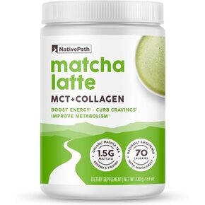 NativePath Matcha Latte Collagen Peptides - Premium Keto and Paleo Grass-Fed, Pasture-Raised Protein Powder for Hair, Skin, Nails, Bones, Joints, Digestion, and More - 20 Servings - No Gluten or Dairy