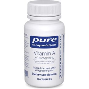 Pure Encapsulations Vitamin A + Carotenoids (Lutein, Zeaxanthin, and Astaxanthin) | Hypoallergenic Dietary Supplement | 90 Capsules
