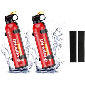 POPFRO Portable Fire Extinguisher | 4-in-1 Small Fire Extinguisher for Home, Garage, Kitchen, Car | For Electric, Textile and Grease Fires | Non-Toxic, Easy Clean | Wall Mount Incl (2PK)