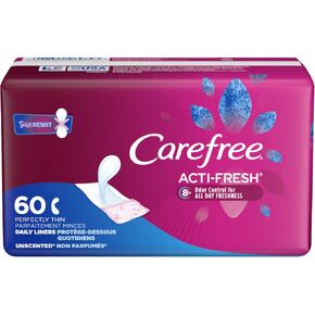 Carefree Acti-Fresh Panty Liners, Thin to Go, Unscented, 22 Count (Pack of 12)
