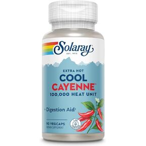 SOLARAY Cool Cool Cayenne 40,000 HU, Healthy Digestion, Circulation, Metabolism & Cardiovascular Support 180 VegCaps