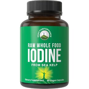 Raw Whole Food Iodine Supplement from Kelp (Ascophyllum Nodosum) by Peak Performance. Thyroid Support Supplement Potassium Iodide Tablets. Metabolism, Energy, and Immune Booster. 60 Vegan Capsules