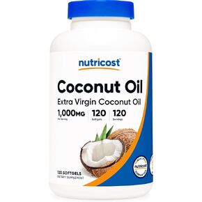 Nutricost Coconut Oil Softgels (1000mg) 120 Softgels - Extra Virgin Coconut Oil - Gluten Free and Non-GMO