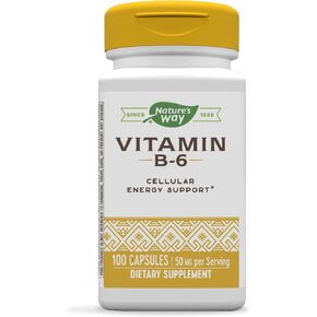 Nature's Way Vitamin B-6 Supplement, Cellular Energy Support*, 50mg per Serving, 100 Capsules in Kuwait