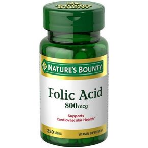 Nature's Bounty Folic Acid 800 mcg Tablets Maximum Strength 250 ea (Pack of 2)