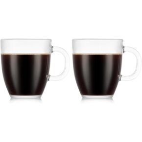 Bodum Bistro Coffee Mug Single-Wall Glasses, 12 Ounce (2-Pack), Clear