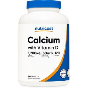 Nutricost Calcium with Vitamin D3, 240 Tablets - Calcium (1200mg) Vitamin D3 (50mcg) Per Serving - Non-GMO, Gluten Free