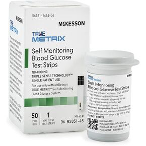 McKesson True METRIX Self-Monitoring Blood Glucose Test Strips, 100 Strips, 1 Pack
