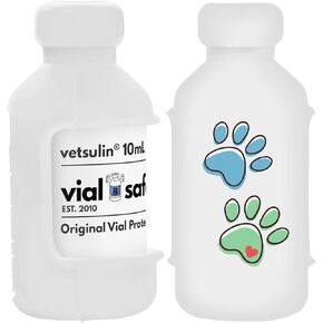 VIAL SAFE Insulin Bottle Protector Case/Sleeve for Diabetes, Never Risk Breaking Your Insulin Vial, Reusable, Flexible Silicone Protective Sleeve, 2-Pack (Short), Paw Prints