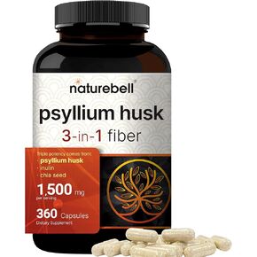 NatureBell Psyllium Husk Powder, 3 Lbs(48 Oz), 9000mg Per Serving - Unflavored | No Fillers, No Additives, Gluten Free, Soluble Fiber, Great for Gut Health, Keto Baking, Mixing Shakes, Juices & More