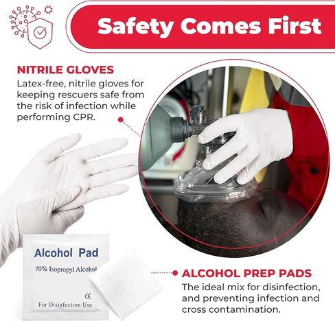 EverOne CPR Rescue Mask, Adult/Child Pocket Resuscitator, Hard Case with Wrist Strap + Gloves & Wipes in Kuwait