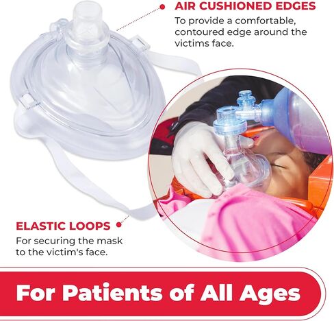 EverOne CPR Rescue Mask, Adult/Child Pocket Resuscitator, Hard Case with Wrist Strap + Gloves & Wipes in Kuwait