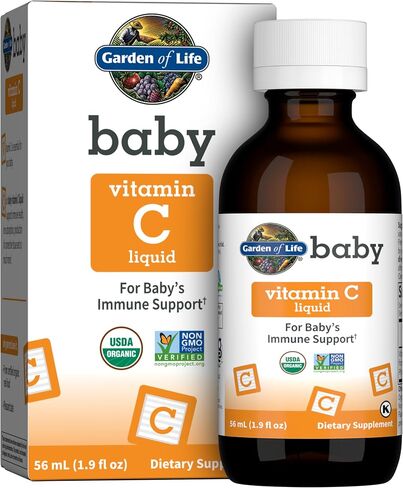 Garden of Life Baby Vitamin C Drops for Infants and Toddlers, Organic Whole Food Liquid Vitamin C 45mg Immune Support for Babies from Amla Fruit, Citrus Flavor, Vegan & Gluten Free, 56 mL (1.9 fl oz) in Saudi Arabia