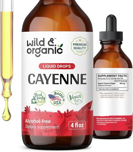 Cayenne Pepper Supplements - Organic Cayenne Pepper Tincture - Cayenne Pepper Liquid Drops - Vegan, Alcohol Free - 2 fl oz in Kuwait