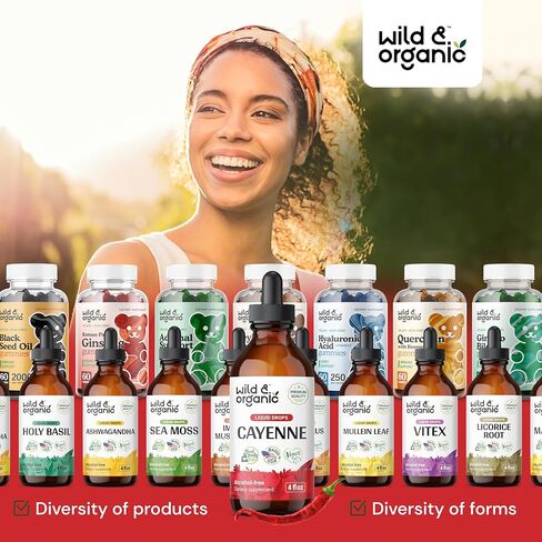 Cayenne Pepper Supplements - Organic Cayenne Pepper Tincture - Cayenne Pepper Liquid Drops - Vegan, Alcohol Free - 2 fl oz in Kuwait