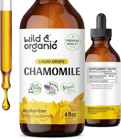 Chamomile Flower Supplement - Organic Chamomile Liquid Extract - Vegan, Alcohol Free Drops - 2 fl oz in Kuwait