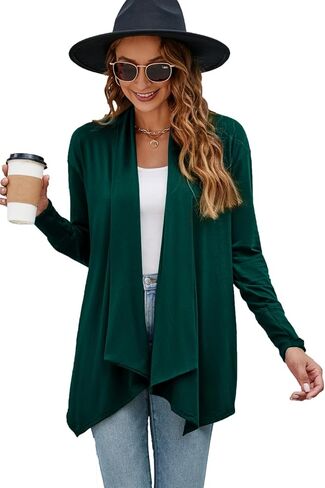 Naggoo Women's Draped Open Front Cardigans Casual Lightweight Long Sleeve Duster Cardigan in Kuwait