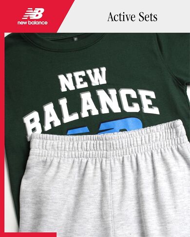 New Balance Boys Pants Set - 2 Piece Pullover Boys Shirts Graphic Tee and Athletic Jogger Pants Kids Activewear Set (8-16) in Kuwait