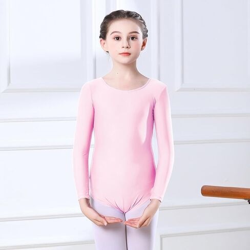 Girls' Team Basic Long Sleeve Leotard Gymnastics Ballet Dance Bodysuits for Kids (2-12Years) in Kuwait