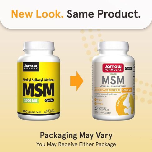 Jarrow Formulas MSM 1000 mg - 200 Veggie Capsules - Methylsulfonylmethane - Source of Sulfur - Dietary Supplement Supports & Strengthens Joints - Up to 200 Servings in Saudi Arabia