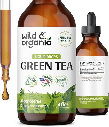 Green Tea Extract Drops - Organic Green Tea Liquid Supplement - Camellia Sinensis Tincture - Vegan, Alcohol Free - 2 fl oz in Kuwait