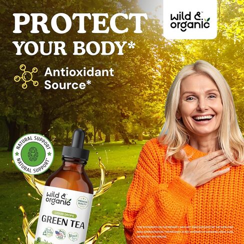 Green Tea Extract Drops - Organic Green Tea Liquid Supplement - Camellia Sinensis Tincture - Vegan, Alcohol Free - 2 fl oz in Kuwait