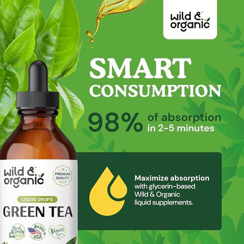 Green Tea Extract Drops - Organic Green Tea Liquid Supplement - Camellia Sinensis Tincture - Vegan, Alcohol Free - 2 fl oz in Kuwait