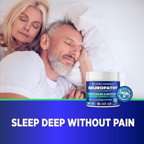OWELL NATURALS Neuropathy Nerve Relief Cream – Maximum Strength - Non Greasy, All Natural for Feet, Hands, Legs, Toes Discomfort Made in USA in Kuwait