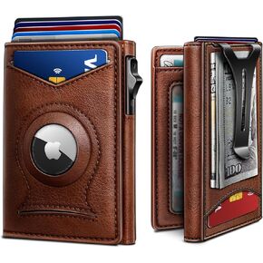 BULLIANT Money Clip Wallet, Mens Slim Wallet Credit Card Holder Airtag&Standard Use 9Cards-Metal Case in Flip Shell with Magnetic Closure
