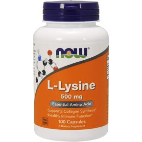 NOW Foods L-lysine 500 mg, 250 Capsules (Pack of 2)
