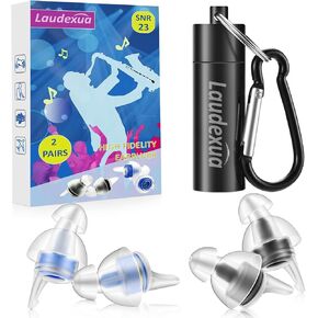 Laudexua High Fidelity Concert Ear Plugs, 2 Pairs Ear Protection Musician Earplugs for Concerts, Music Festival, Motorcycle, and Other Noise Reduction Events