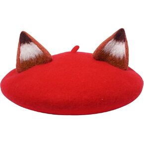 Handmade Nick Fox Ear Beret Adult Size Hat Vintage Painter Wool Cap Gift