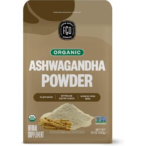 FGO Organic Ashwagandha Root Powder, Sourced from India, 16oz (Pack of 1)