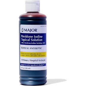 Major Povidone Iodine 10% Unflavored Solution, 8 Fl Oz