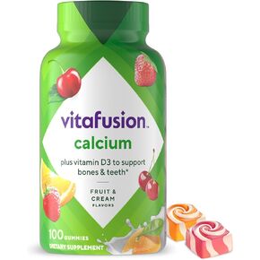 vitafusion Chewable Calcium Gummy Vitamins for Bone and Teeth Support, Fruit and Cream Flavored, America’s Number 1 Gummy Vitamin Brand, 50 Day Supply, 100 Count