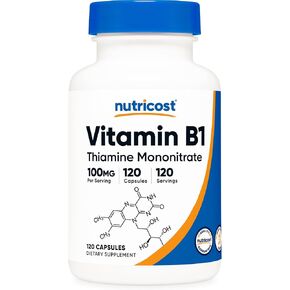 Nutricost Vitamin B1 (Thiamine) 100mg, 120 Capsules - Gluten Free and Non-GMO