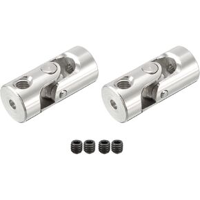 DMiotech 2 Pack 10mm to 10mm Inner Dia Rotatable Universal Steering Shaft U Joint Coupler L35 x D16 Coupler Connector W Screw for 3D Printer, CNC Machine