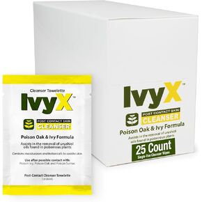 Ivy X Post Contact Poison Ivy Treatment Wipes - Pack of 25 Single-Use Wipes - Helps to Poison Ivy, Poison Oak, & Poison Sumac Oils From Skin That Causes Itchy Rashes