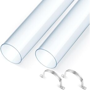 Sasylvia 4 Pcs Dust Collection Clear PVC Pipe 4 x 36 Inches Long Rigid Clear Tube with 4 Pcs Rigid Pipe Strap Clamp Heavy Duty Unbreakable Plastic Pipe Stainless Steel U Bracket for Dust Collection