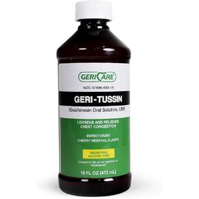 Geri-Tussin, Sugar Free, Alcohol Free, Cold and Cough Relief, Guaifenesin Syrup 100 mg/ 5 mL, 16 oz